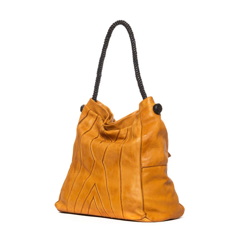 Large Woven Tote in Washed Garment-Dyed Leather