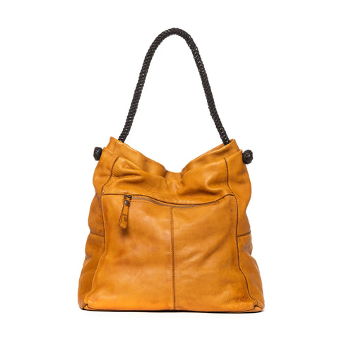 Large Woven Tote in Washed Garment-Dyed Leather