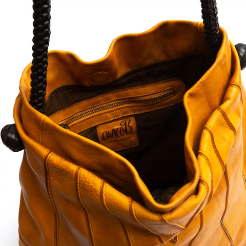 Large Woven Tote in Washed Garment-Dyed Leather