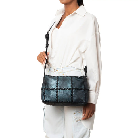 Woven Hobo in Washed Garment-Dyed Leather