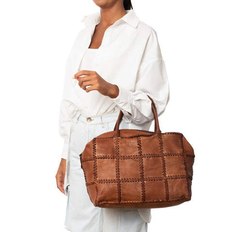 Woven Hobo in Washed Garment-Dyed Leather