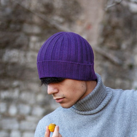 Unisex Pure Cashmere Ribbed Hat - Due Toscani
