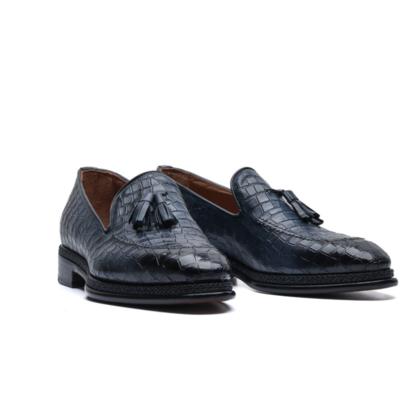 Crocodile-embossed calf leather Tassel Loafer - Alex 759