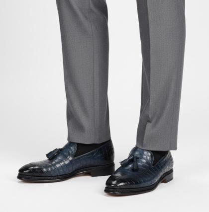 Crocodile-embossed calf leather Tassel Loafer - Alex 759
