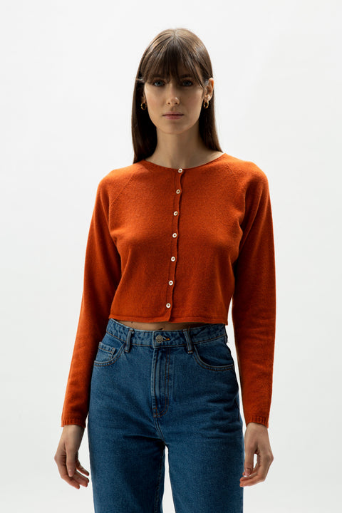 Cashmere Mix Cropped Cardigan (3D-Knit) - Lèmme