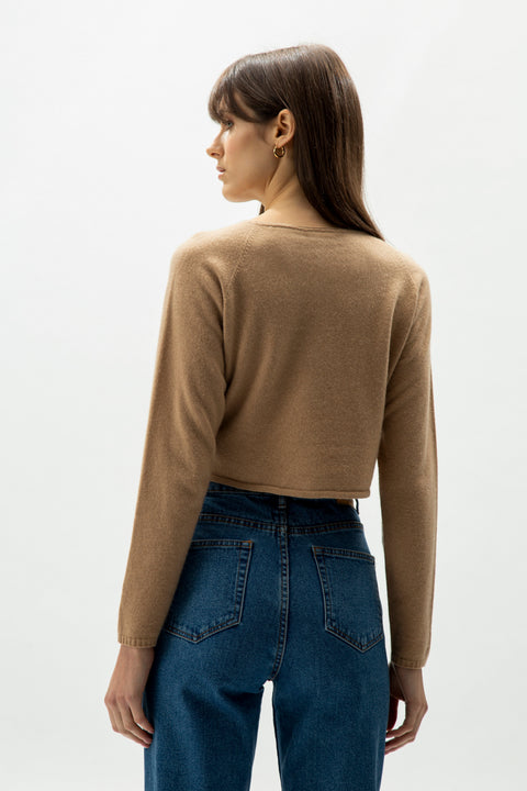 Cashmere Mix Cropped Cardigan (3D-Knit) - Lèmme