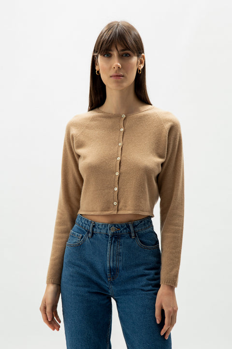 Cashmere Mix Cropped Cardigan (3D-Knit) - Lèmme