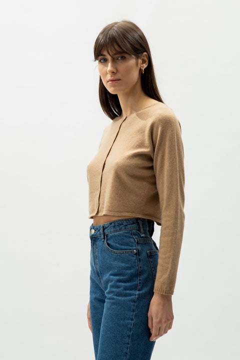 Cashmere Mix Cropped Cardigan (3D-Knit) - Lèmme