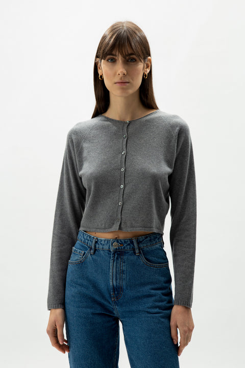 Cashmere Mix Cropped Cardigan (3D-Knit) - Lèmme