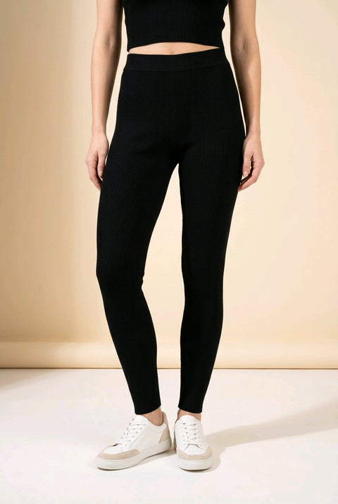 Women's Ribbed Leggings in Extrafine Merino - Due Toscani