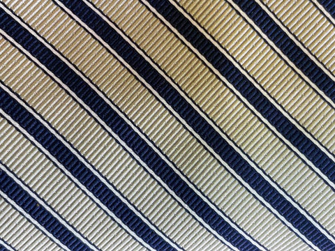 Silver Grey Regimental Silk Tie with Navy Stripes