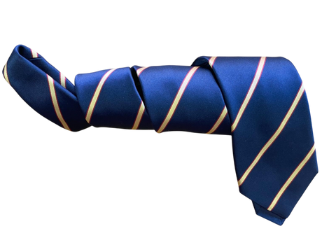 Classic Navy Silk Tie with Diagonal Gold Stripe