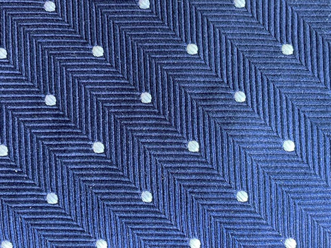 Royal Blue Silk Tie with White Polka Dots – Chevron Texture