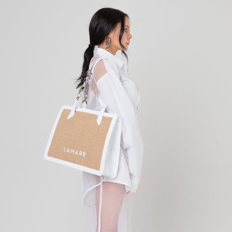 Bag - Beatrix white big with chain Lamarr