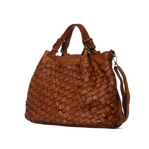 Woven Tote in Vegetable-Tanned Garment-Dyed Leather