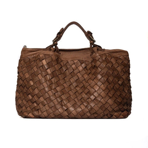 Woven Tote in Vegetable-Tanned Garment-Dyed Leather