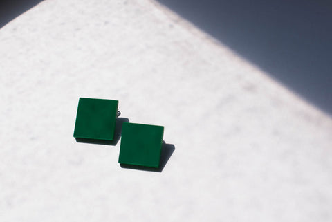 Earrings - Large Leather Tile Lidia Mallia