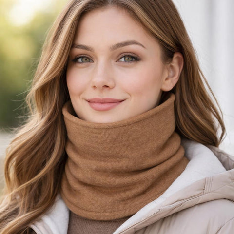 Women's Pure Cashmere Plain Knit Neck Warmer in High Quality Plain Knit - Due Toscani