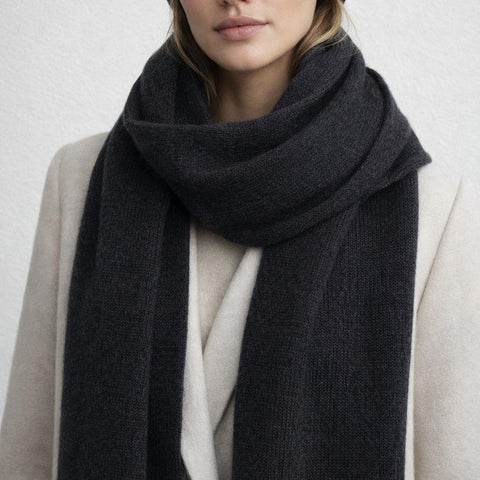 Unisex smooth recycled cashmere scarf, 25x160 cm - Due Toscani