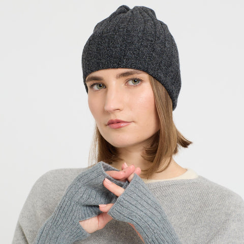 Due Toscani Ribbed Hat in Pure Cashmere Moulinè Colors - Due Toscani