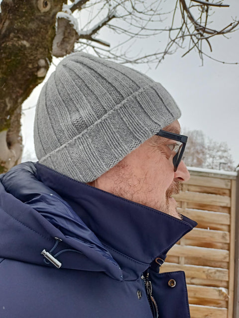 Unisex Pure Cashmere Ribbed Hat - Due Toscani