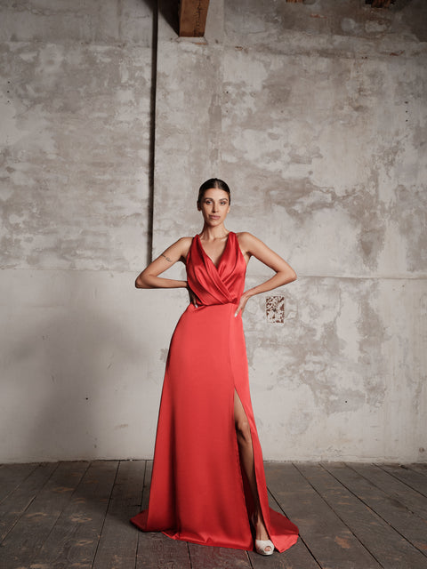 Dress - Draped bodice blue Roberta Longo