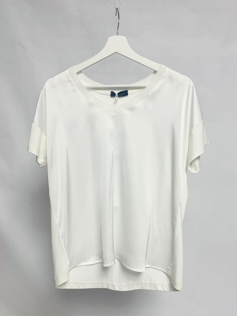 Oversized satin blouse with exotic art print SixStop