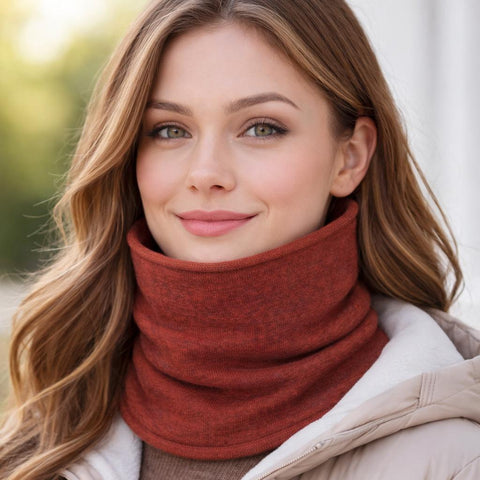 Women's Pure Cashmere Plain Knit Neck Warmer in High Quality Plain Knit - Due Toscani