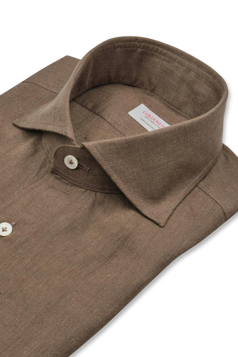 Brown Linen Shirt Cordone 1956