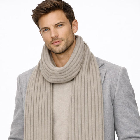 Super Soft Unisex Ribbed Scarf in Pure Cashmere 30x180 cm - Due Toscani