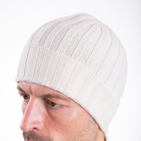 Unisex Pure Cashmere Ribbed Hat - Due Toscani