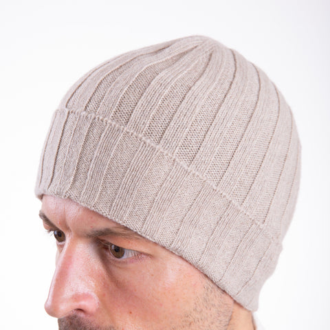 100% superior cashmere ribbed hat by Due Toscani Made in Tuscany - Due Toscani