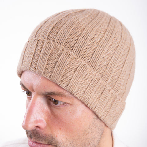 Unisex Pure Cashmere Ribbed Hat - Due Toscani