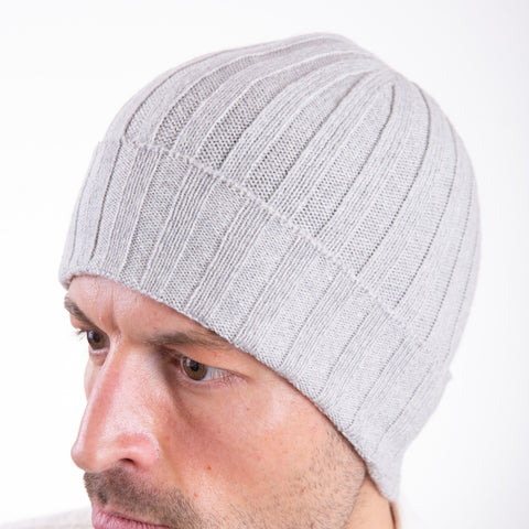 100% superior cashmere ribbed hat by Due Toscani Made in Tuscany - Due Toscani