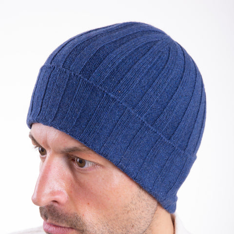 100% superior cashmere ribbed hat by Due Toscani Made in Tuscany - Due Toscani