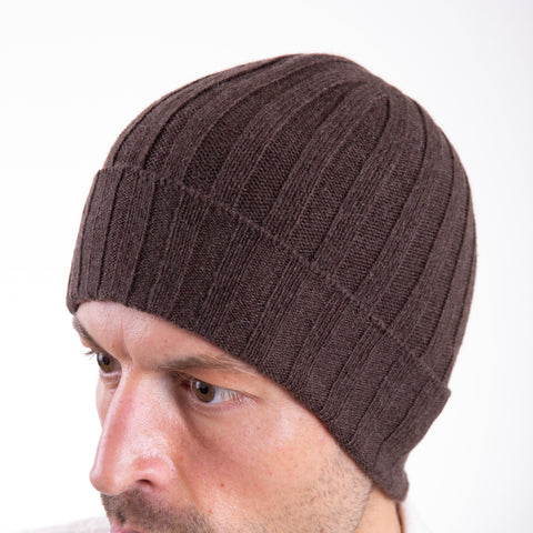 Unisex Pure Cashmere Ribbed Hat - Due Toscani