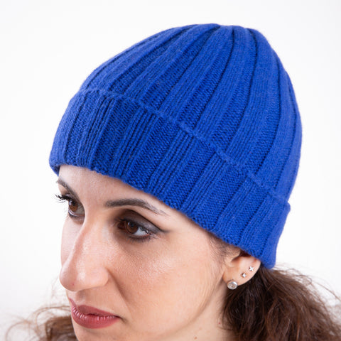 Unisex Pure Cashmere Ribbed Hat - Due Toscani