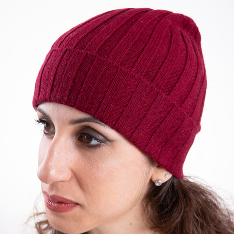 Unisex Pure Cashmere Ribbed Hat - Due Toscani