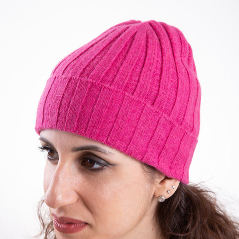 Unisex Pure Cashmere Ribbed Hat - Due Toscani