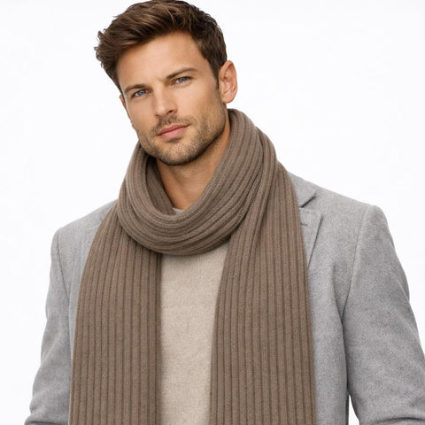 Super Soft Unisex Ribbed Scarf in Pure Cashmere 30x180 cm - Due Toscani