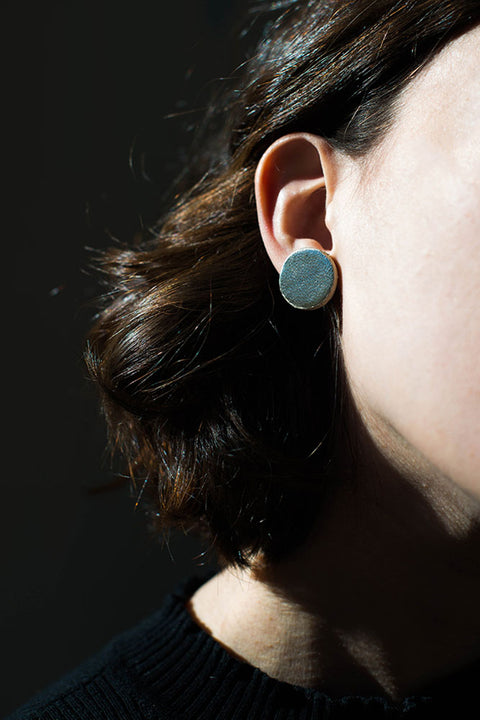 Earrings - Large Leather Buttons Lidia Mallia