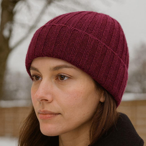 Unisex Pure Cashmere Ribbed Hat - Due Toscani