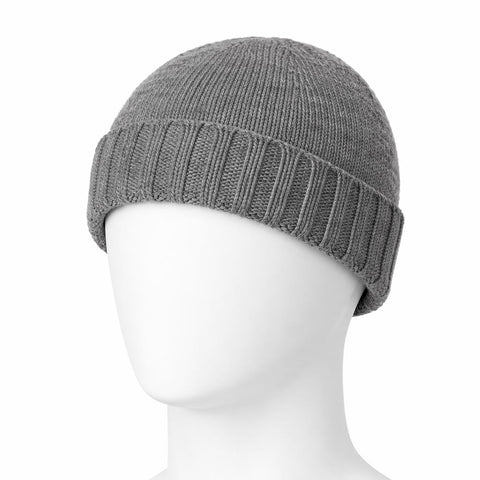 Smooth unisex beanie with ribbed cuff, 100% cashmere - Due Toscani