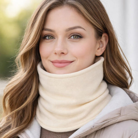 Women's Pure Cashmere Plain Knit Neck Warmer in High Quality Plain Knit - Due Toscani