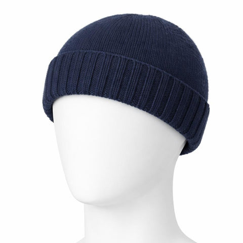 Smooth unisex beanie with ribbed cuff, 100% cashmere - Due Toscani