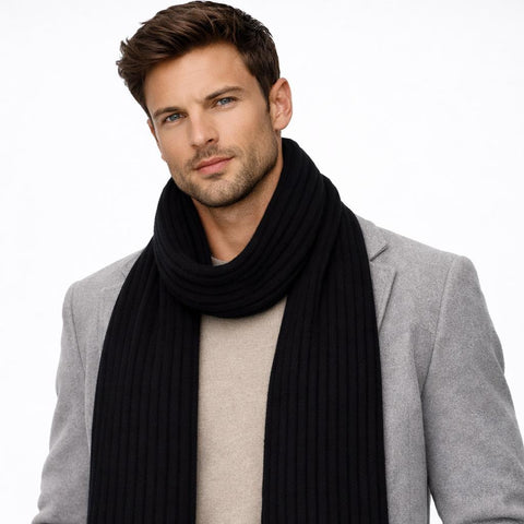 Super Soft Unisex Ribbed Scarf in Pure Cashmere 30x180 cm - Due Toscani