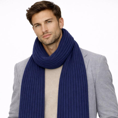 Super Soft Unisex Ribbed Scarf in Pure Cashmere 30x180 cm - Due Toscani