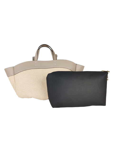 Tote Bag in Raffia and Leather Florence Leather
