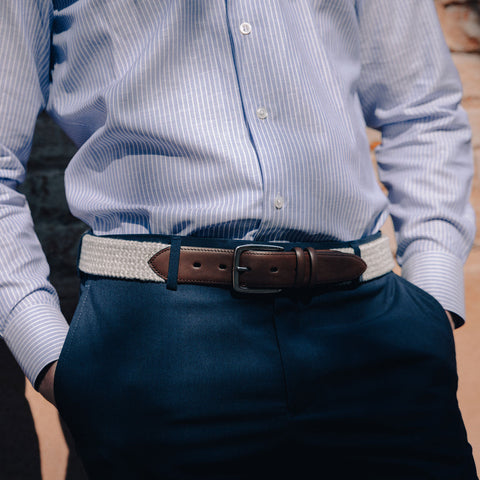 Belt - Linen & Leather white melange Armeria Meschieri