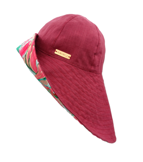 Nuala Linen Hat – Raspberry